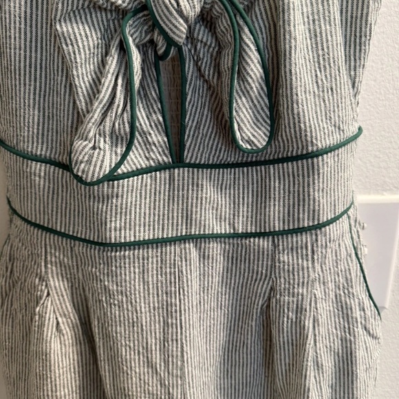 Caroline Constas Green-Trim Striped Cotton Romper - Picture 4 of 14